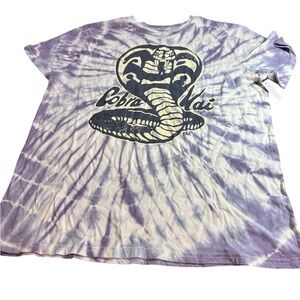 Cobra‎ Kai Tie Dye T-Shirt Purple Cream Short Sleeve Unisex Graphic Tee XL